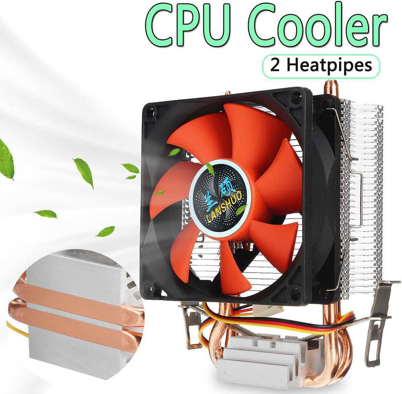 80mm 2 Copper Heatpipes PC CPU Cooler Fan Heatsink Computer 3pin Cooling Fan Cooler Radiator for LGA 775/1155/1156 AMD AM2 AMD3