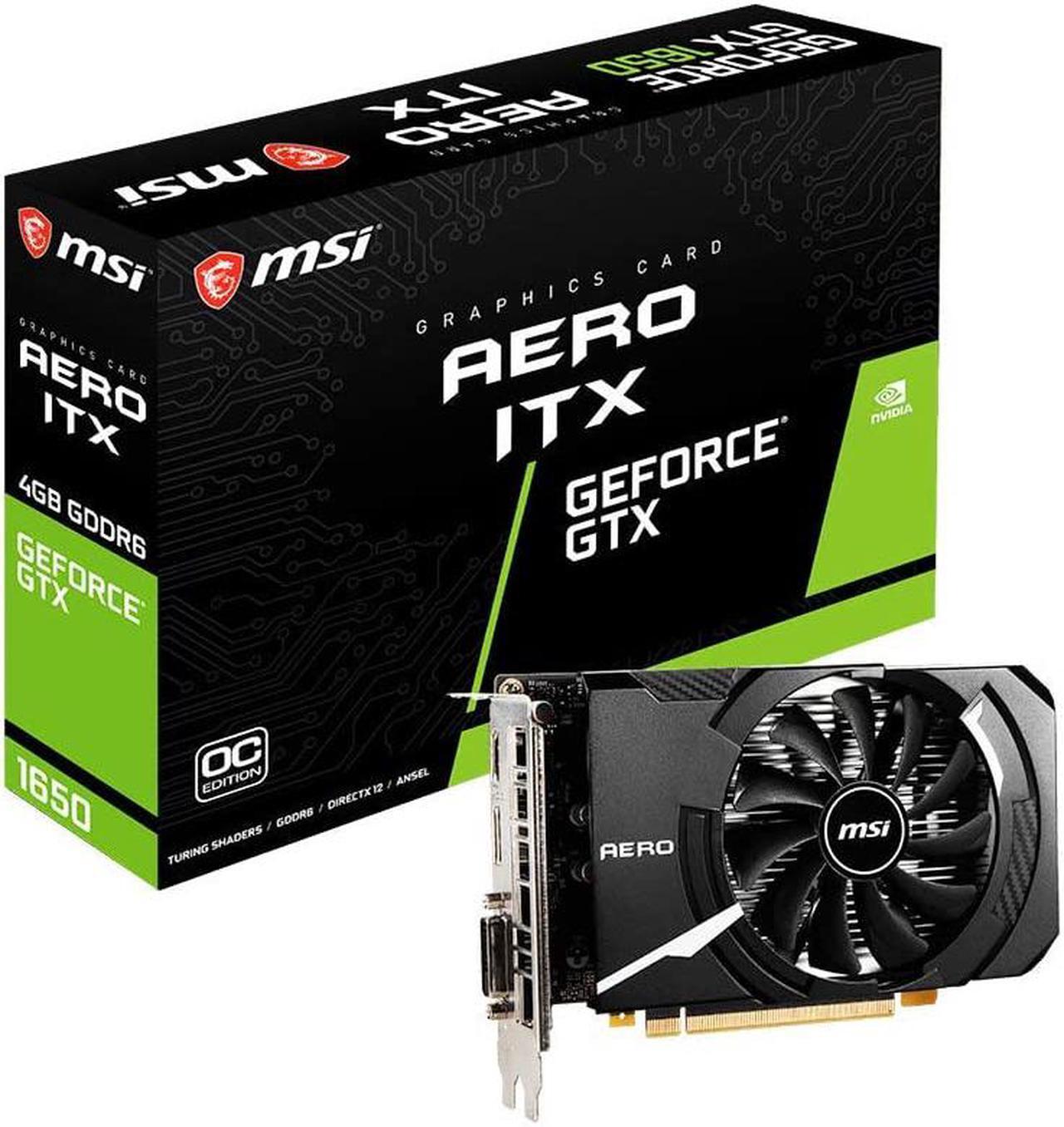 Main image of MSI Gaming GeForce GTX 1650 128-Bit HDMI/DP/DVI 4GB GDRR6 HDCP Support DirectX 12 VR Ready OC ITX Graphics Card (GTX 1650 D6 AERO ITX OC)