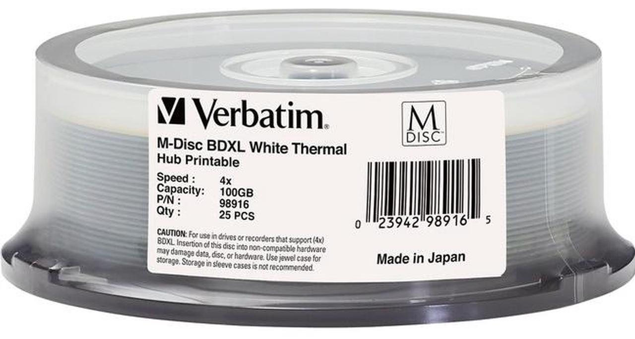 Alt view image 7 of 9 - VERBATIM CORPORATION 98916 25PK M-DISC BDXL 4X 100GB WHITE