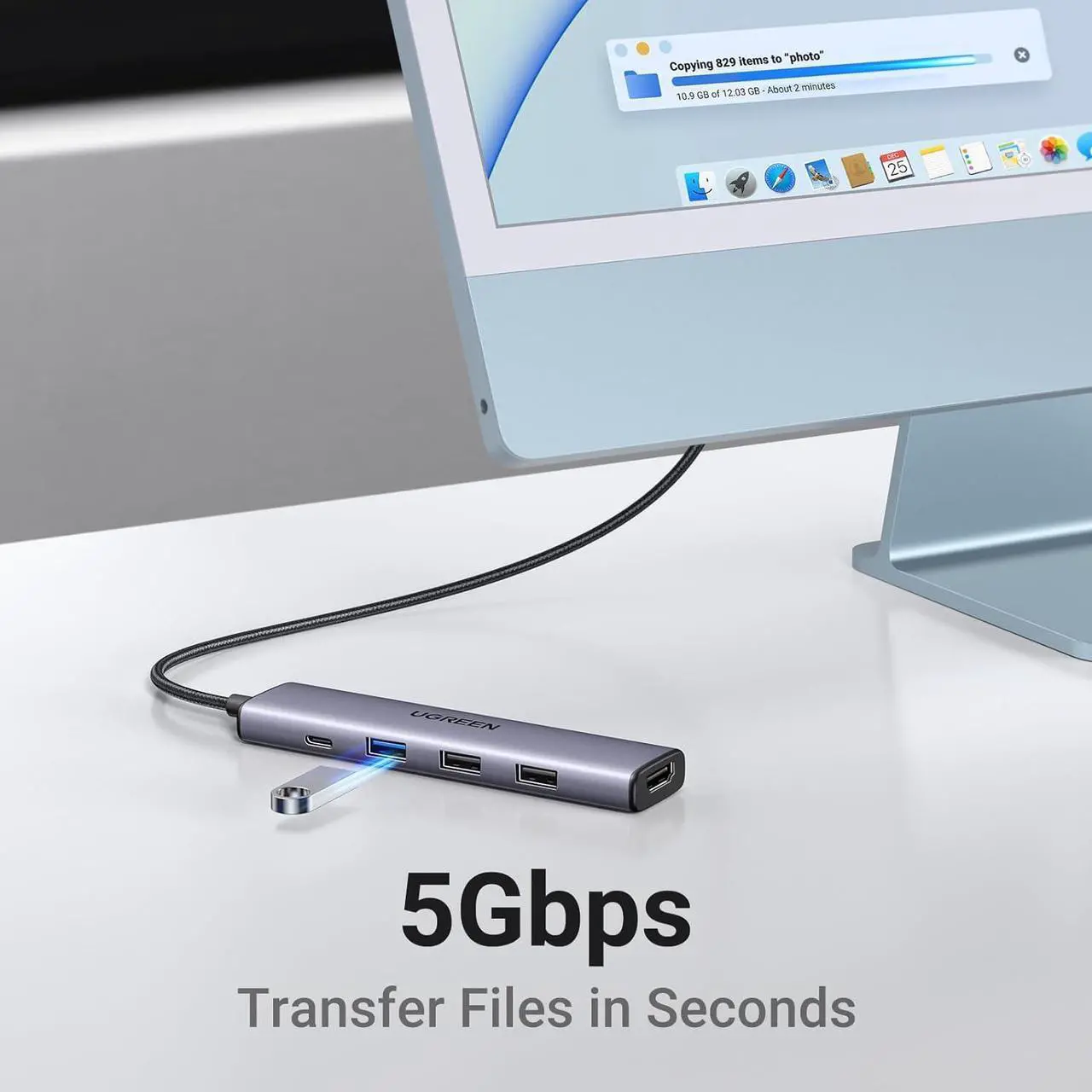 Alt view image 4 of 7 - UGREEN Revodok 105 USB C Hub 5 in 1 Multiport Adapter 4K HDMI, 100W Power Delivery, 3 USB-A Data Ports, USB C Dongle for MacBook Pro/Air, iPad Pro, iMac, iPhone 15 Pro/Pro Max, XPS, Thinkpad
