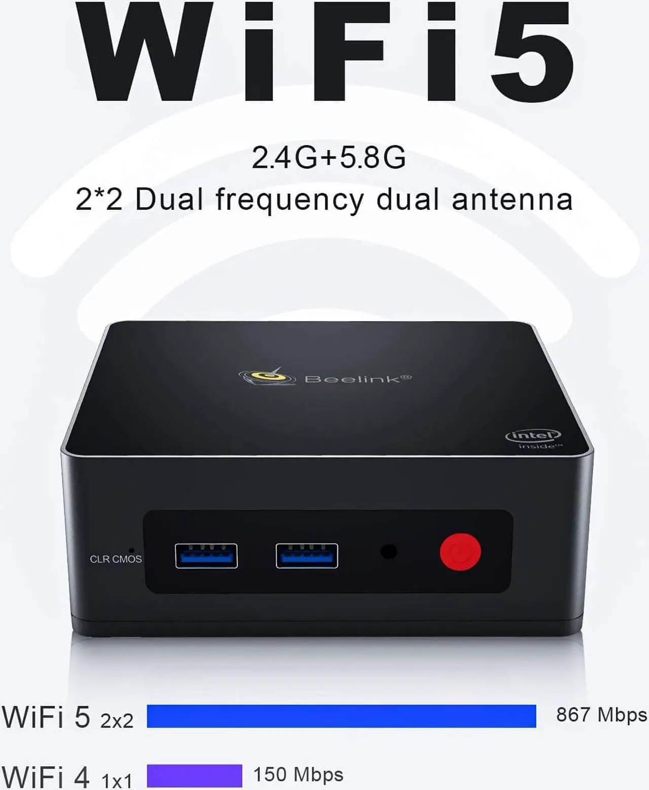 Alt view image 5 of 7 - Mini PC Model GKmini Intel Gemini Lake Refresh Processor J4125 (4C/4T, 4M Cache, 2.0GHz up to 2.7GHz), DDR 8G,SSD 128GB, Bluetooth 4.0 (GKmini8+128)