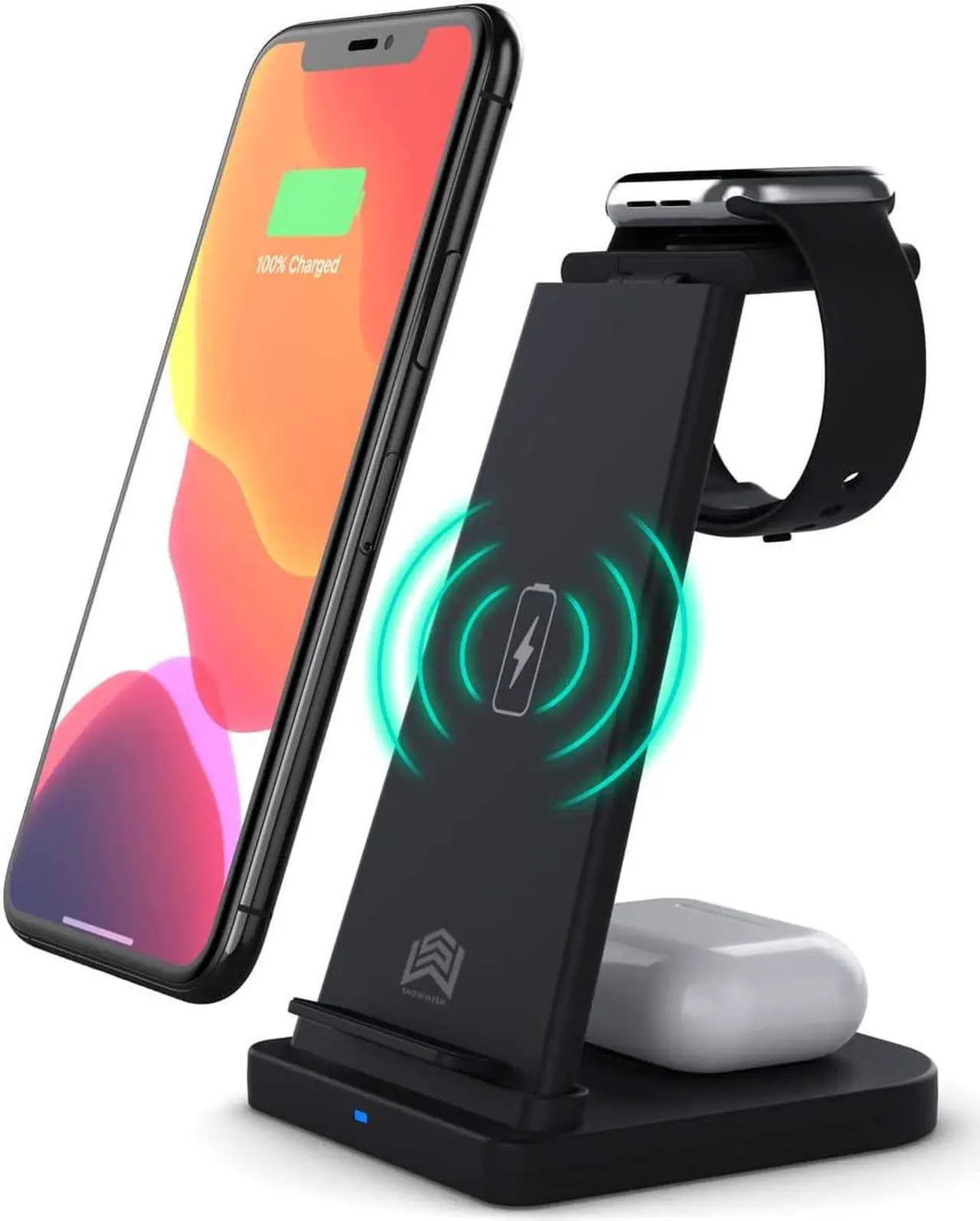 Alt view image 2 of 7 - Wireless Charger, 3 in 1 Wireless Charging Station for iPhone 12/11pro/SE/Xs AirPods 2/Pro,Wireless Charging Stand for iphone Samsung S20 (Black)