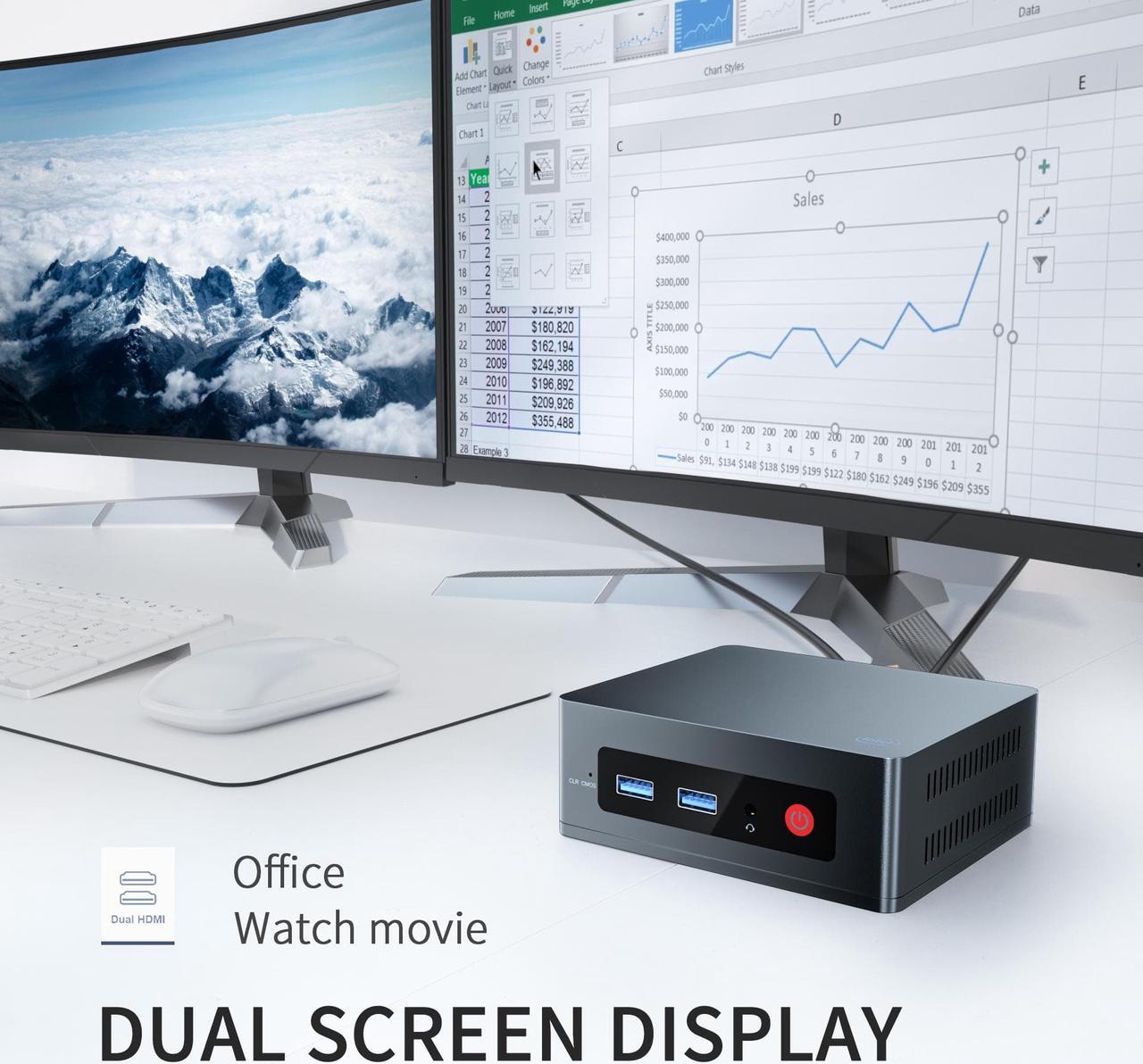 Alt view image 7 of 7 - Mini Desktop Computer,Mini PC Windows 10 pro for Home Office Gaming, Celeron J3455 Quad-Core Processor,8G RAM+256G ROM/SSD/M.2 SATA,4K HD Supported,Gigabit Ethernet/WiFi 5/ BT4.0/ USB 3.0
