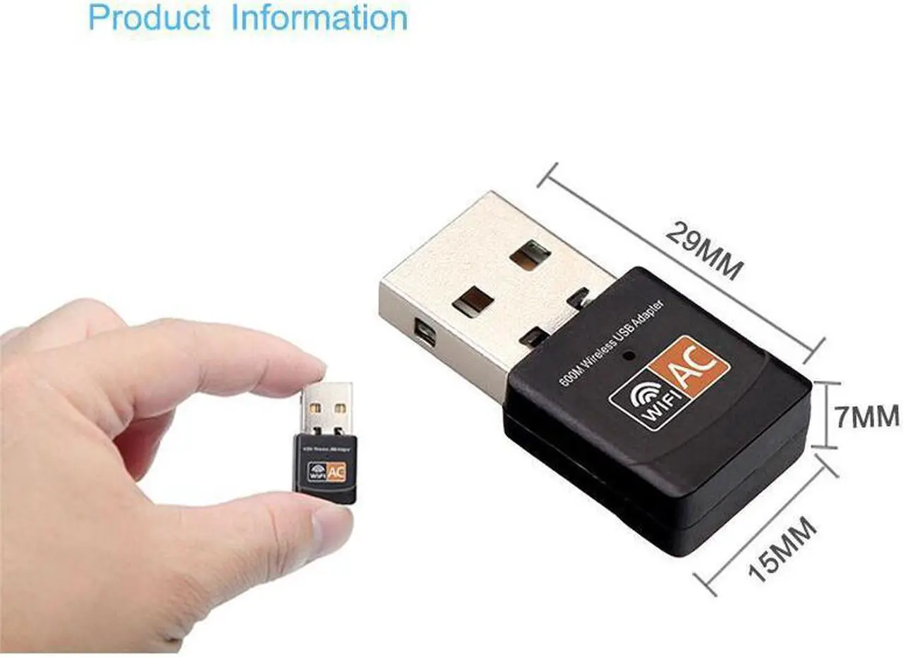 Alt view image 2 of 4 - SAKOSE 5B09 USB WiFi adapter 600Mbps WIFI dongle dual frequency 2.4GHz / 5GHz 802.11 ac / a / b / g / n WEP, WPA / WPA2 thernet network LAN card, mini size easy to set up Support Windows 10/7 / XP / 8