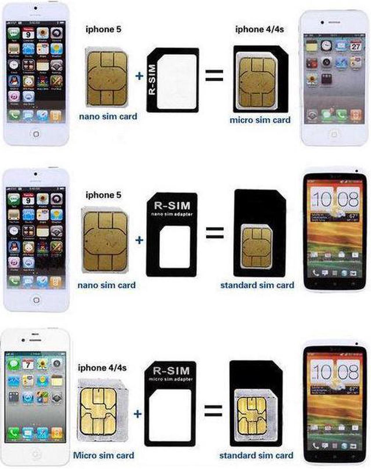Alt view image 2 of 2 - Nano Sim Card to Micro Sim & Standard Sim Card Adapter Adaptor Converter with Ejection Pin for iPhone and Cell Phone