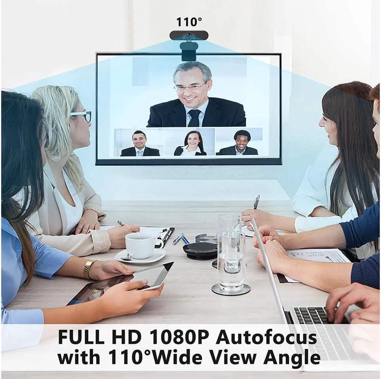 Alt view image 5 of 7 - 1080P Webcam with Microphone, NEK Tech Webcam Full HD PC Skype Camera, Video Calling and Recording for Computer Laptop Desktop, Plug and Play USB Camera for YouTube, Compatible with Windows