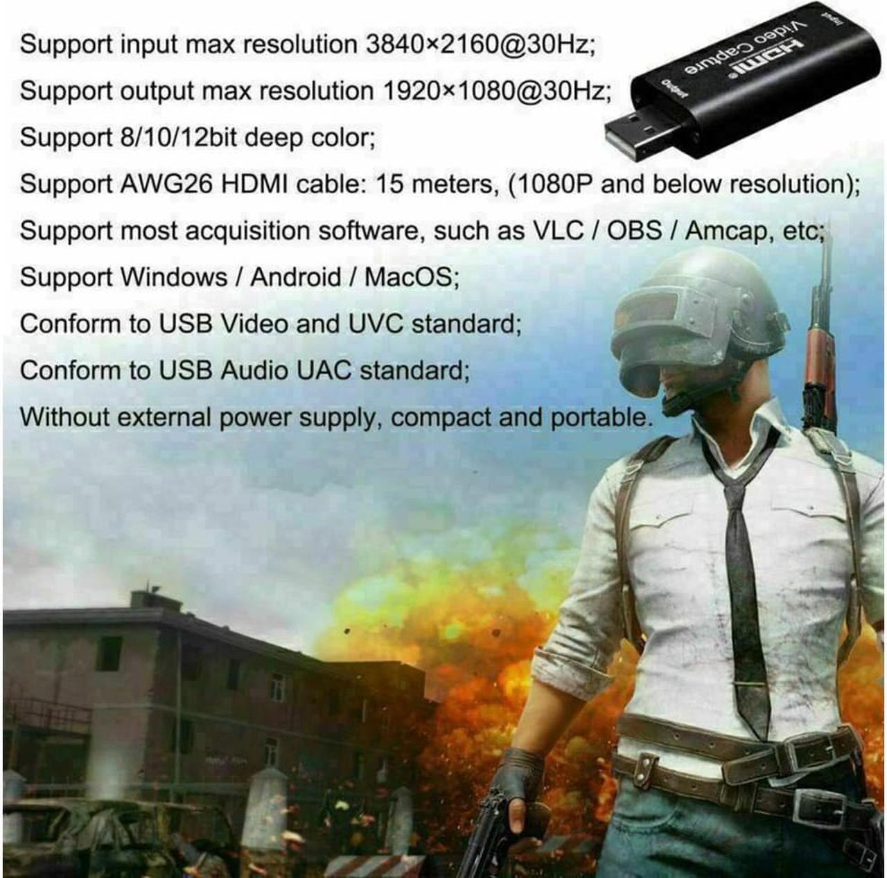 Alt view image 5 of 7 - Audio Video Capture Card HDMI to USB 2.0 1080P Record Directly to Computer for Gaming, Streaming, Teaching, Video Conference or Live Broadcasting