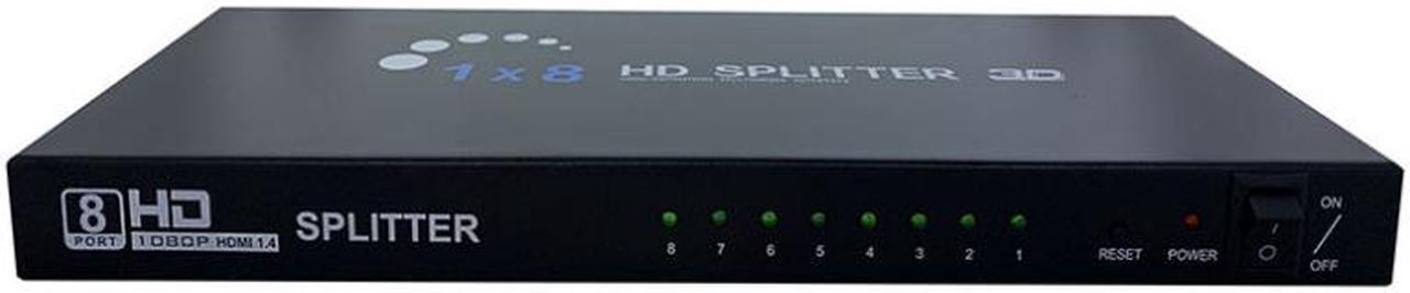 Alt view image 3 of 5 - SA HDMI Splitter - 8-Port - 3D 1080P - HDMI Splitter 1 In 8 Out - 8 Way HDMI Splitter - HDMI Port Splitter -For PS 3/4, Xbox, HDTVs, projectors, PC monitors,Blu-ray DVD player