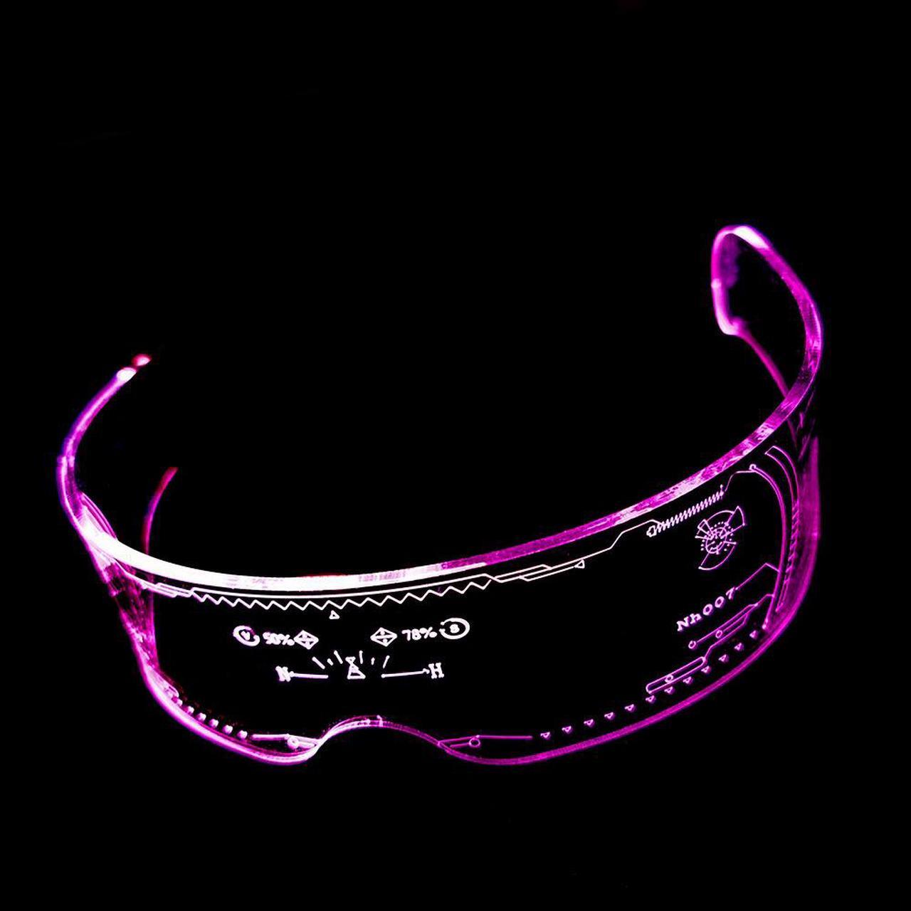 Main image of LED Light up Glasses - Rainbow Steampunk Goggles Novelty Funny Rave Glasses for Kids Adults Birthday Halloween Christmas Party Eyewear (pink)