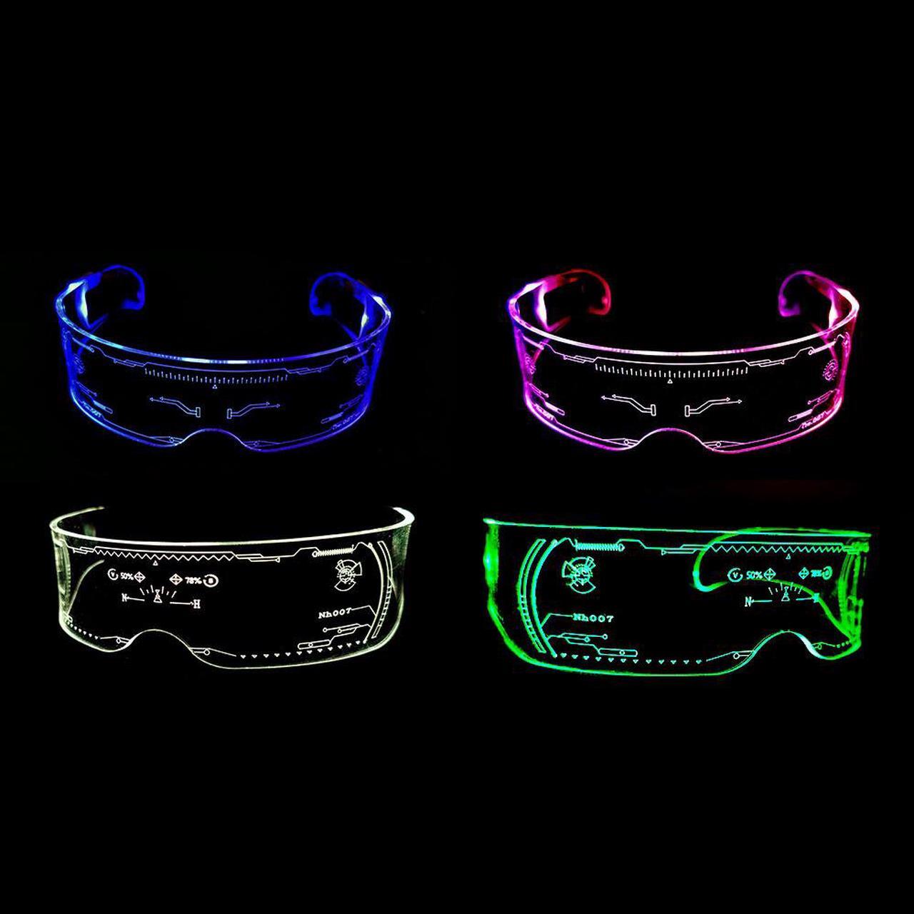 Alt view image 2 of 7 - LED Light up Glasses - Rainbow Steampunk Goggles Novelty Funny Rave Glasses for Kids Adults Birthday Halloween Christmas Party Eyewear (pink)