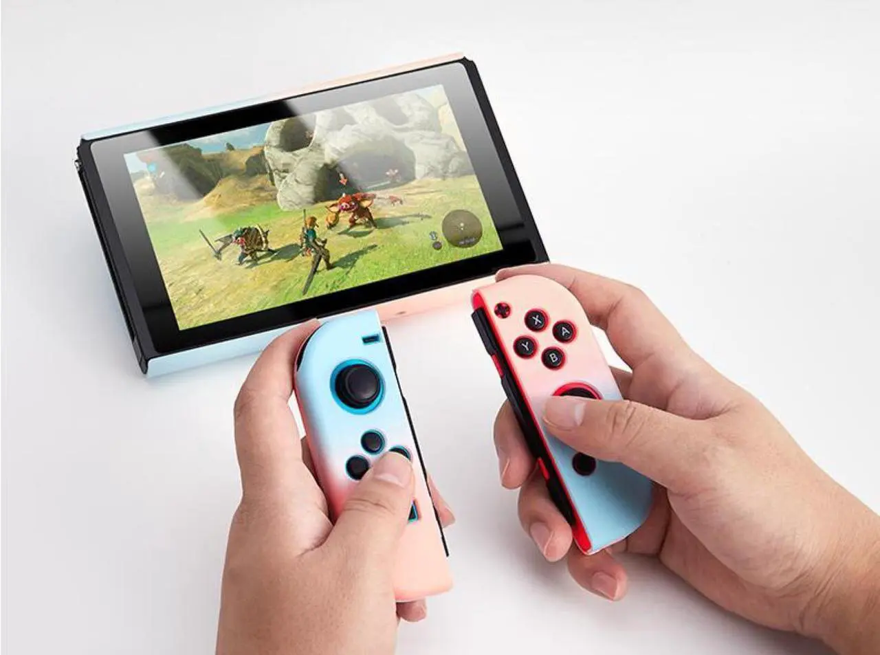 Alt view image 2 of 6 - SA Case Compatible with Nintendo Switch,Protective Cover Case Compatible with Nintendo Switch and Joy-Con Controllers(pink and green suit)