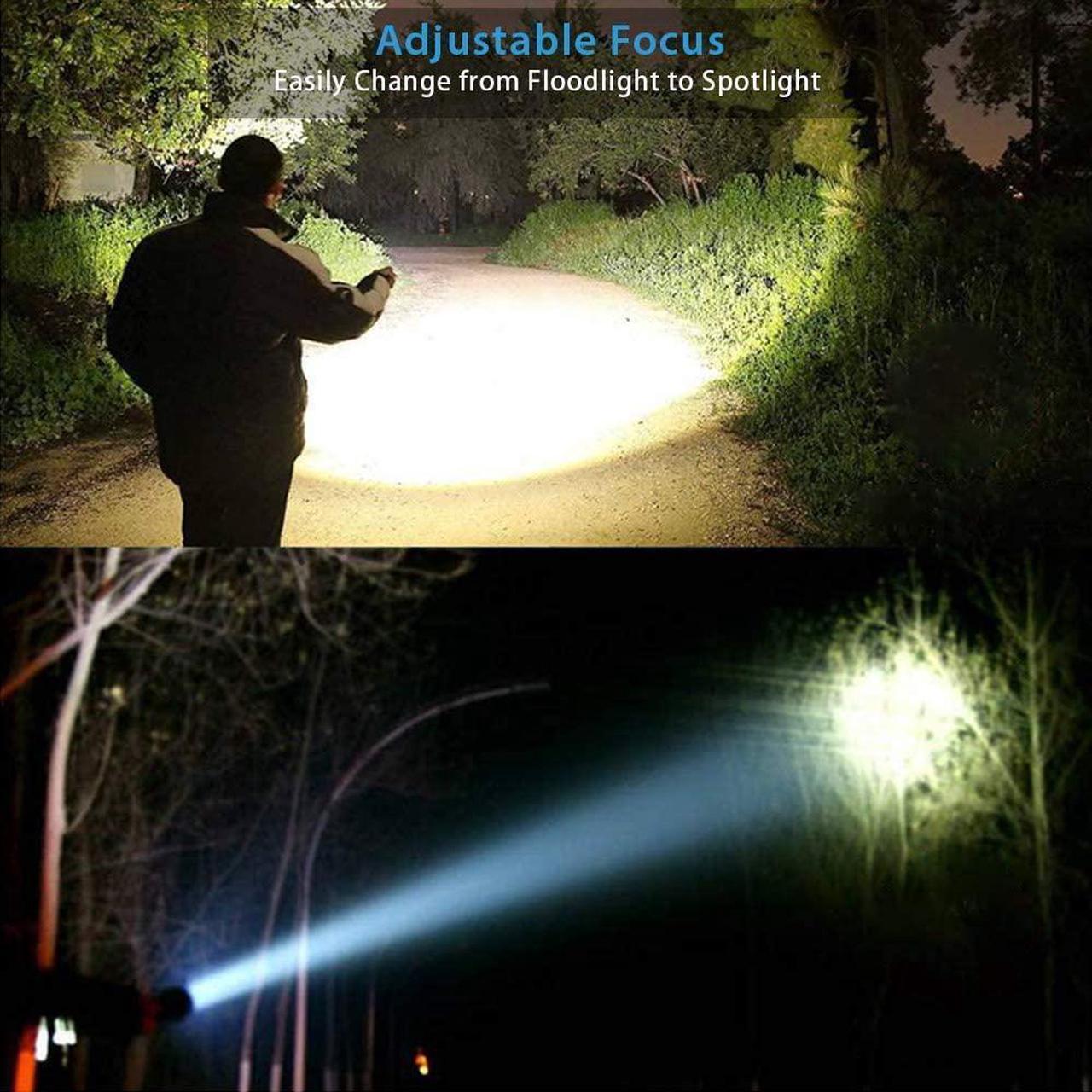 Alt view image 3 of 6 - Rechargeable flashlight (without battery), electromagnetic flashlight with COB side light, super bright Cree LED, waterproof, zoomable, best camping, emergency flashlight