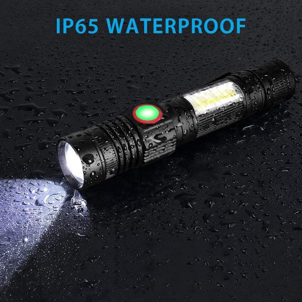 Alt view image 5 of 6 - Rechargeable flashlight (without battery), electromagnetic flashlight with COB side light, super bright Cree LED, waterproof, zoomable, best camping, emergency flashlight