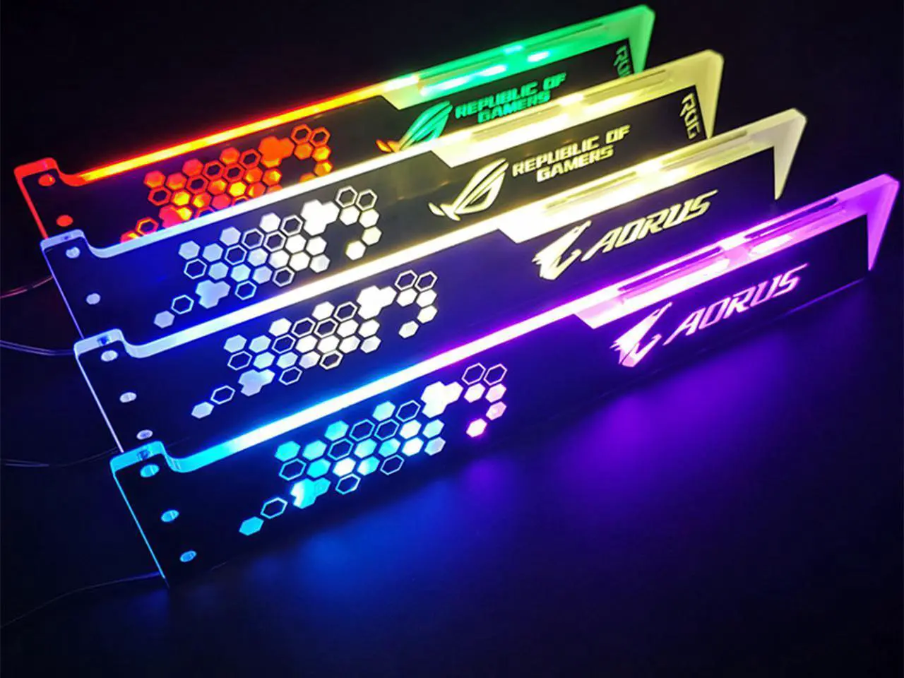 Alt view image 5 of 5 - SA ASUS ROG pattern Graphics card GPU support bracket Video card recessed bracket/rack bracket, 5V 4-pin RGB Streamer discoloration GPU Brace, for shell decoration 280mm