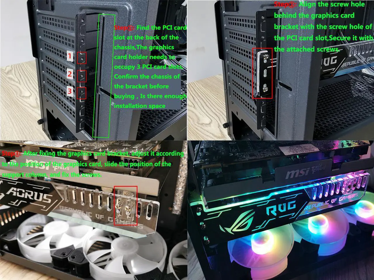 Alt view image 3 of 5 - SA ASUS ROG pattern Graphics card GPU support bracket Video card recessed bracket/rack bracket, 5V 4-pin RGB Streamer discoloration GPU Brace, for shell decoration 280mm