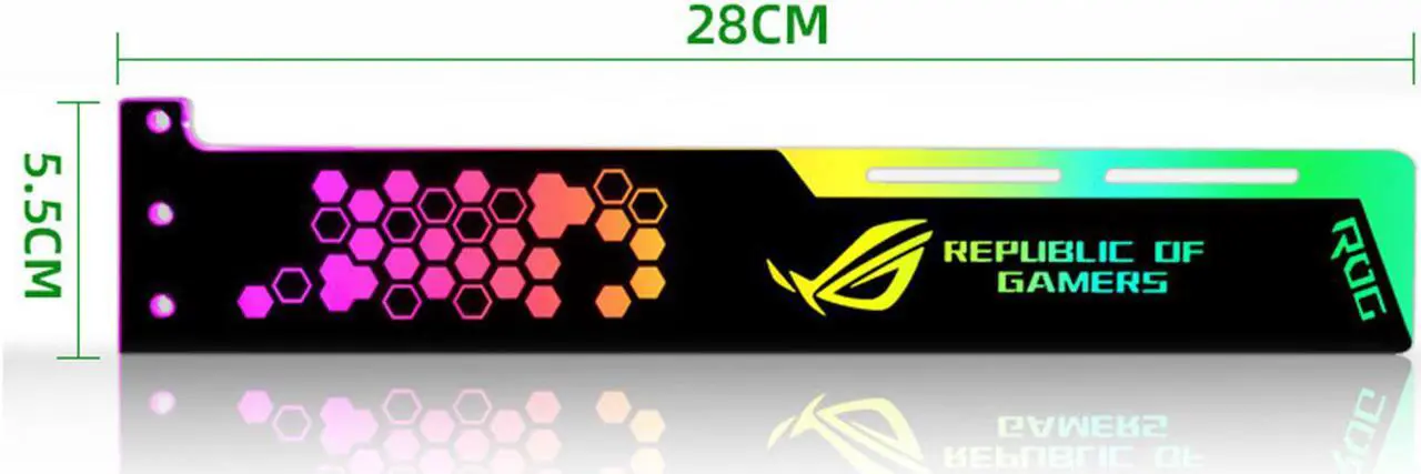 Alt view image 2 of 5 - SA ASUS ROG pattern Graphics card GPU support bracket Video card recessed bracket/rack bracket, 5V 4-pin RGB Streamer discoloration GPU Brace, for shell decoration 280mm