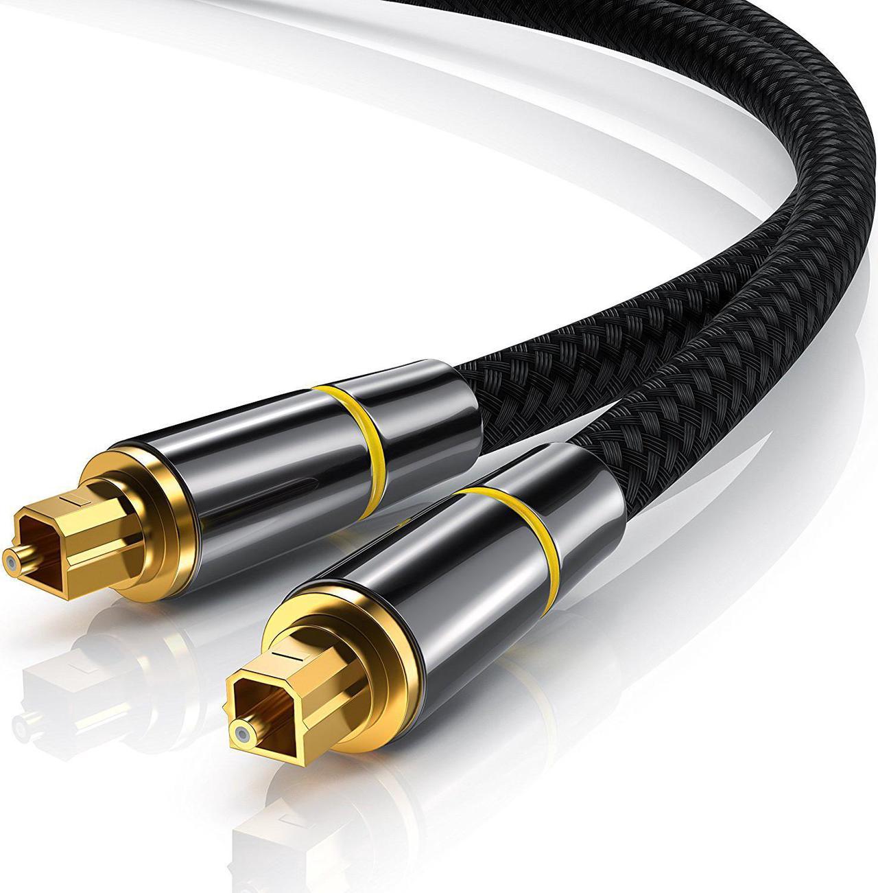 Digital Optical Audio Cable Toslink Cable -[24K Gold-Plated, Ultra-Durable] Hannord Nylon Braided Fiber Optic Male to Male Cord for Home Theater, Sound Bar, TV, PS4, Xbox, Playstation & More - 6.6ft