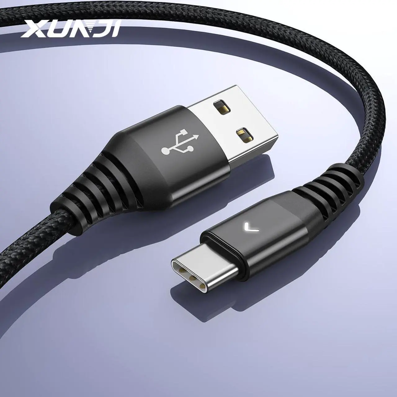 Main image of USB Type C Cable 3A Fast Charging [2-Pack 6ft], Hannord USB-A to USB-C Charge Braided Cord, USB C Charger(Black)