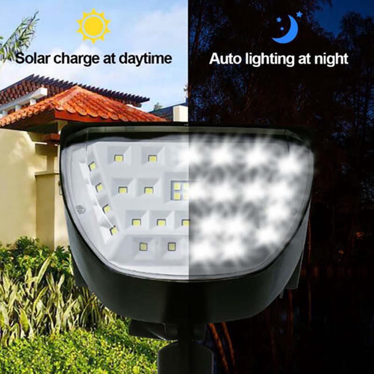 Alt view image 4 of 7 - Hannord 32 LED Solar Landscape Spotlights, Wireless Waterproof Solar Landscaping Spotlights Outdoor Solar Powered Wall Lights for Yard Garden Driveway Porch Walkway Pool Patio- Cold White(4 Pack)