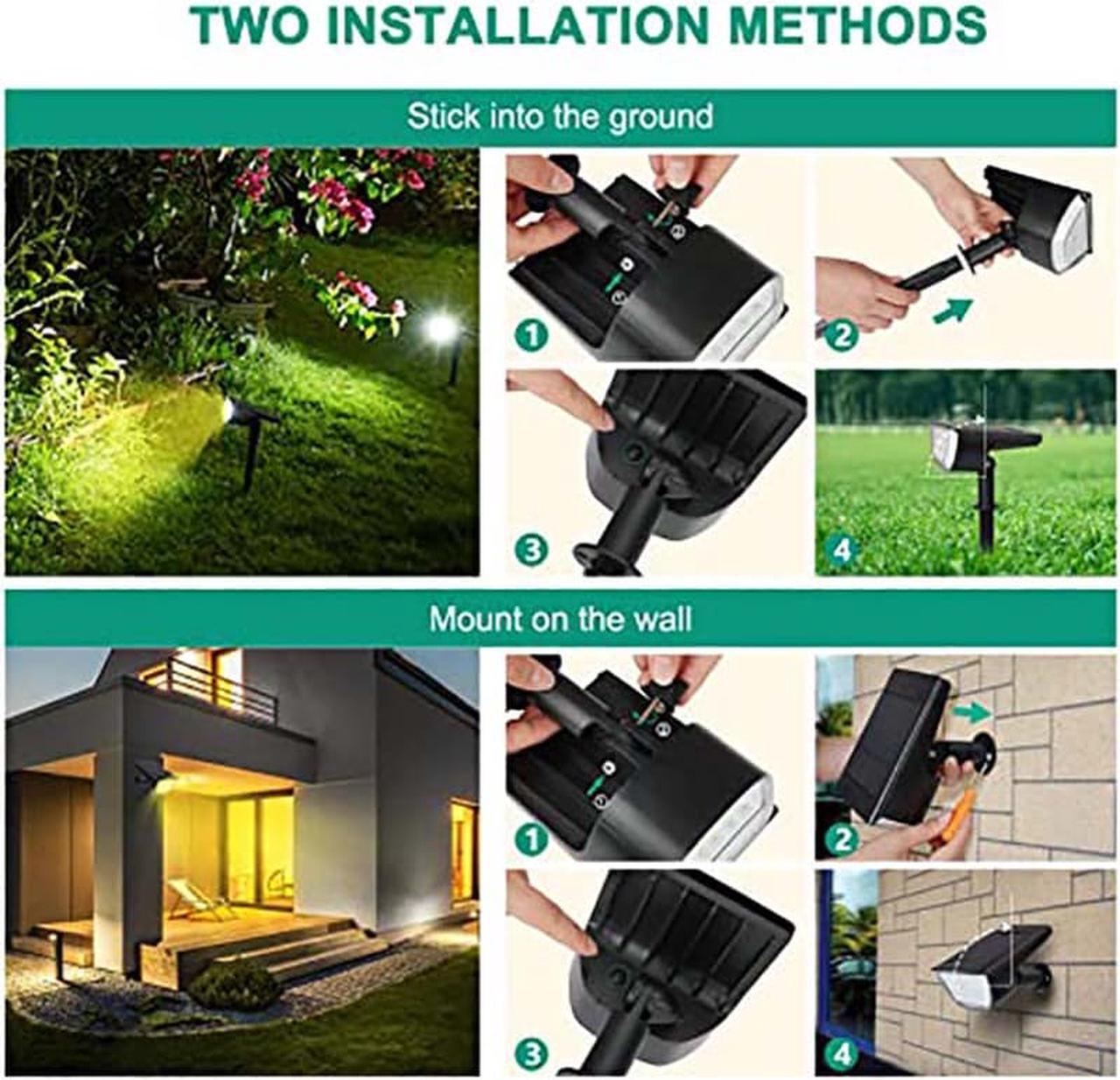 Alt view image 6 of 7 - Hannord 32 LED Solar Landscape Spotlights, Wireless Waterproof Solar Landscaping Spotlights Outdoor Solar Powered Wall Lights for Yard Garden Driveway Porch Walkway Pool Patio- Cold White(4 Pack)