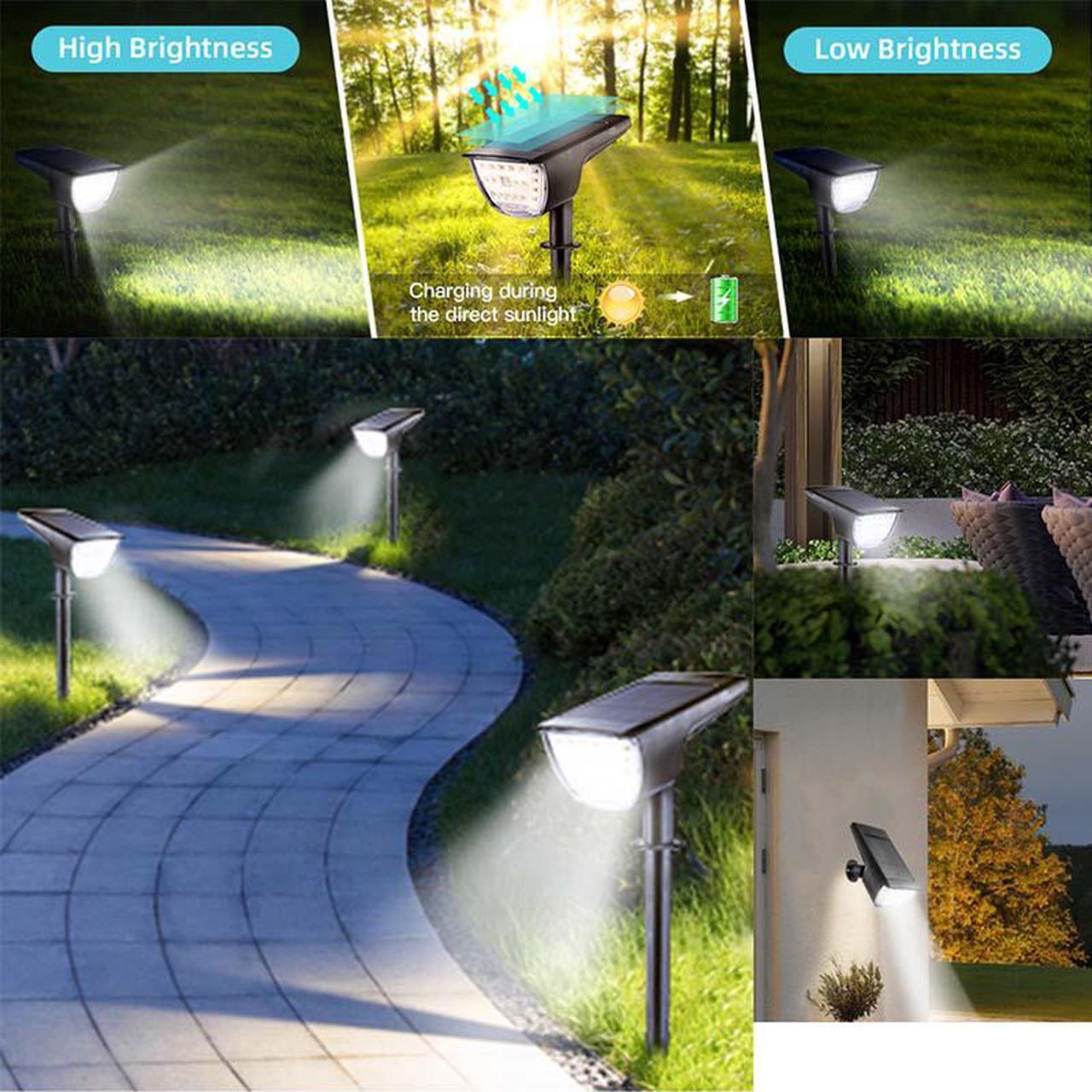Alt view image 2 of 7 - Hannord 32 LED Solar Landscape Spotlights, Wireless Waterproof Solar Landscaping Spotlights Outdoor Solar Powered Wall Lights for Yard Garden Driveway Porch Walkway Pool Patio- Cold White(4 Pack)