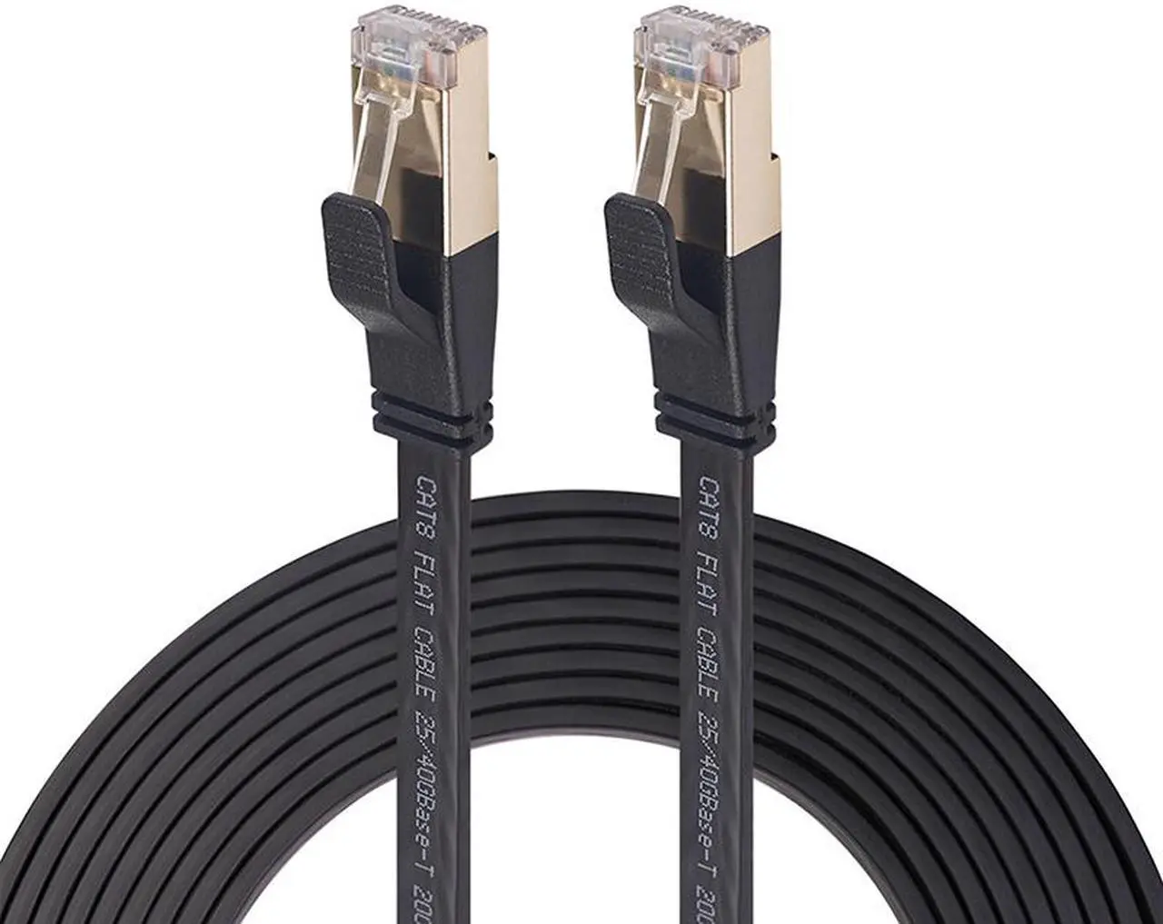Alt view image 6 of 7 - Cat 8 Ethernet Cable 16.4ft, Hannord Cat8 Flat Internet Cable, RJ45 High Speed Gaming Patch Cord, White Network LAN Cable, 40Gbps, 2000Mhz, Weatherproof for Xbox, POE, PS4, Switch, Modem, Router