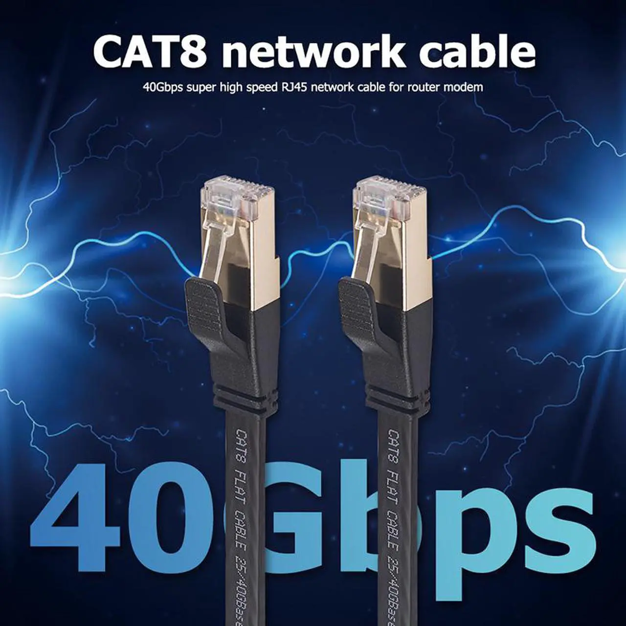 Alt view image 2 of 7 - Cat 8 Ethernet Cable 16.4ft, Hannord Cat8 Flat Internet Cable, RJ45 High Speed Gaming Patch Cord, White Network LAN Cable, 40Gbps, 2000Mhz, Weatherproof for Xbox, POE, PS4, Switch, Modem, Router