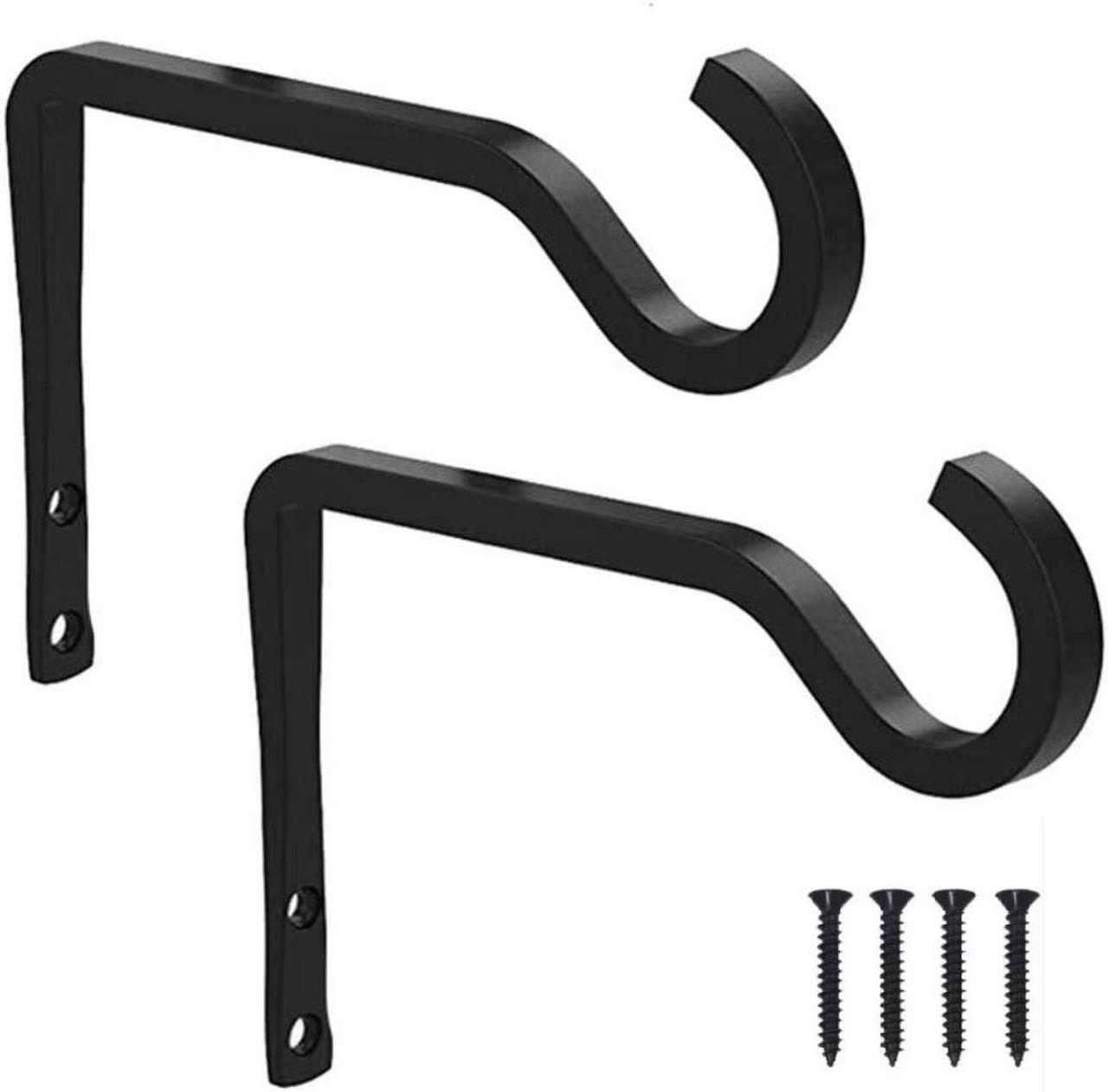 Main image of Hannord 6 inch Wall Hook Hanging Plant Bracket, Decorative Straight Plant Hanger for Bird Feeders, Planters, Lanterns, Wind Chimes, Indoor Outdoor 2 Pack, Black