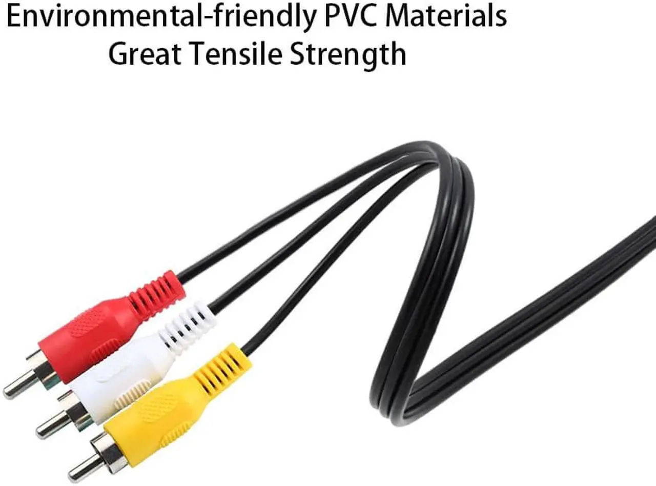 Alt view image 5 of 7 - Hannord 3.5mm to 3 RCA Male Plug to RCA Stereo Audio Video Male AUX Cable 5FT Cord