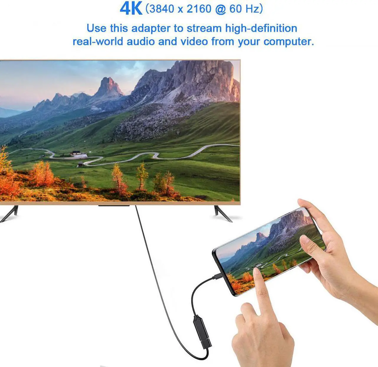 Alt view image 5 of 7 - USB C to HDMI Adapter 4K for Mac OS, Type-C to HDMI Adapter [Thunderbolt 3], Compatible with MacBook Pro 2019/2018/2017, MacBook Air, Galaxy, Dell XPS, Pixelbook, Microsoft and More