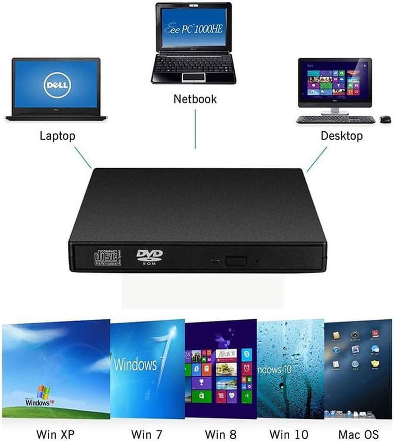 Alt view image 3 of 7 - External USB2.0 CD Drive, Hannord Protable External DVD Drive, USB Slim CD-RW DVD-R Combo Burner Writer Player for Laptop Notebook PC Desktop Computer Compatible with Windows 2000/XP/Vista/7/10 MAC OS