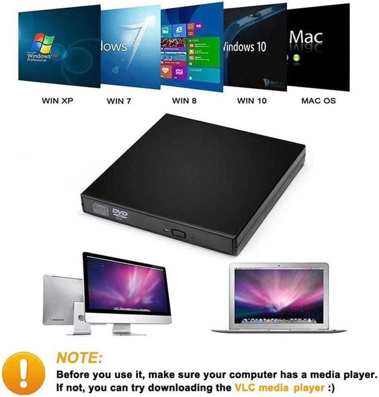Alt view image 4 of 7 - External USB2.0 CD Drive, Hannord Protable External DVD Drive, USB Slim CD-RW DVD-R Combo Burner Writer Player for Laptop Notebook PC Desktop Computer Compatible with Windows 2000/XP/Vista/7/10 MAC OS