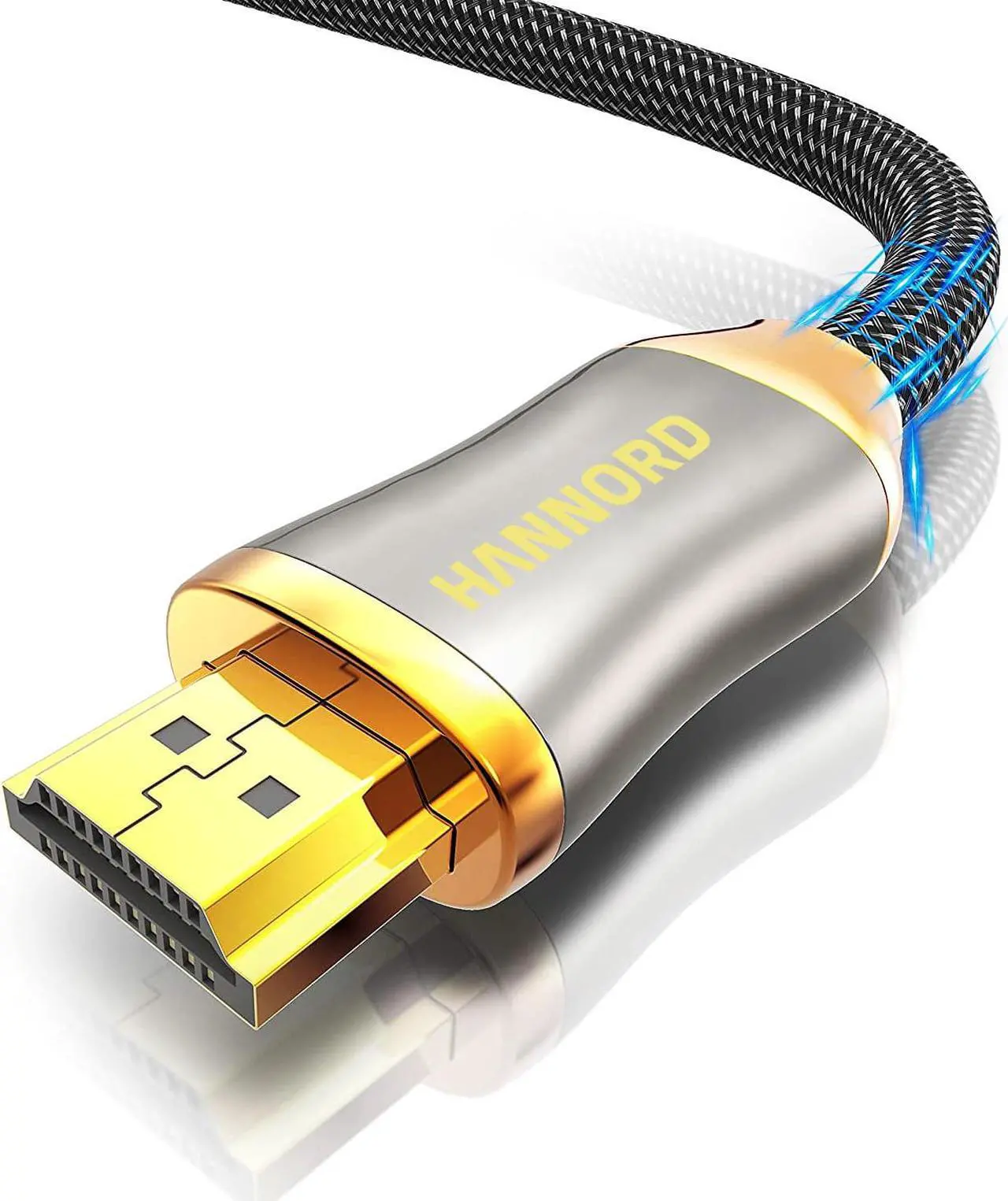 Alt view image 7 of 7 - 8K HDMI Cable 2.1 48Gbps 6.6FT/2M, Hannord Ultra High Speed HDMI Braided Cord-4K@120Hz 8K@60Hz, DTS:X, HDCP 2.2 & 2.3, Dynamic HDR HDR10 eARC Compatible with Roku TV/PS5/HDTV/Blu-ray
