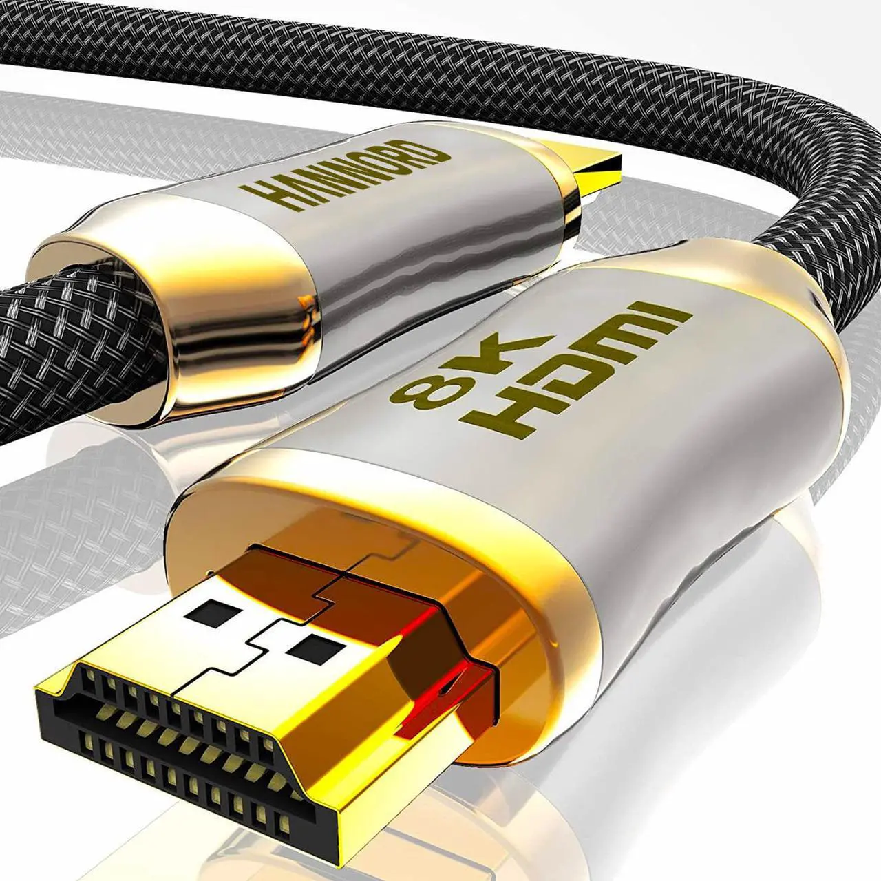 Main image of 8K HDMI Cable 2.1 48Gbps 6.6FT/2M, Hannord Ultra High Speed HDMI Braided Cord-4K@120Hz 8K@60Hz, DTS:X, HDCP 2.2 & 2.3, Dynamic HDR HDR10 eARC Compatible with Roku TV/PS5/HDTV/Blu-ray