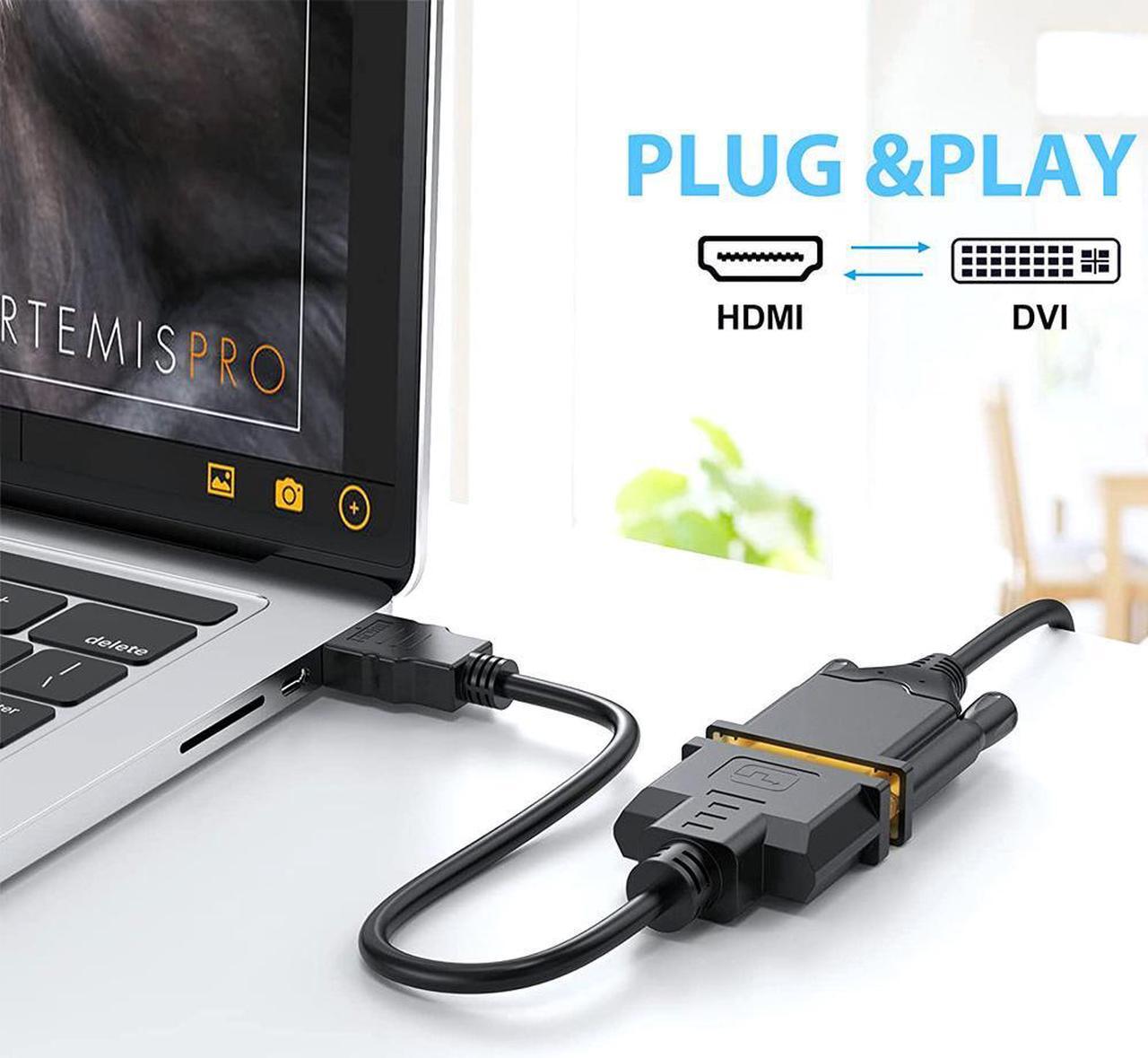 Alt view image 3 of 7 - Hannord HDMI to DVI Short Cable 1ft, Bi-Directional DVI-I (24+5) Female to HDMI Male Adapter 1080P DVI to HDMI Converter Compatible with Xbox, PC, TV, TV Box, PS5, Blue-ray, Switch
