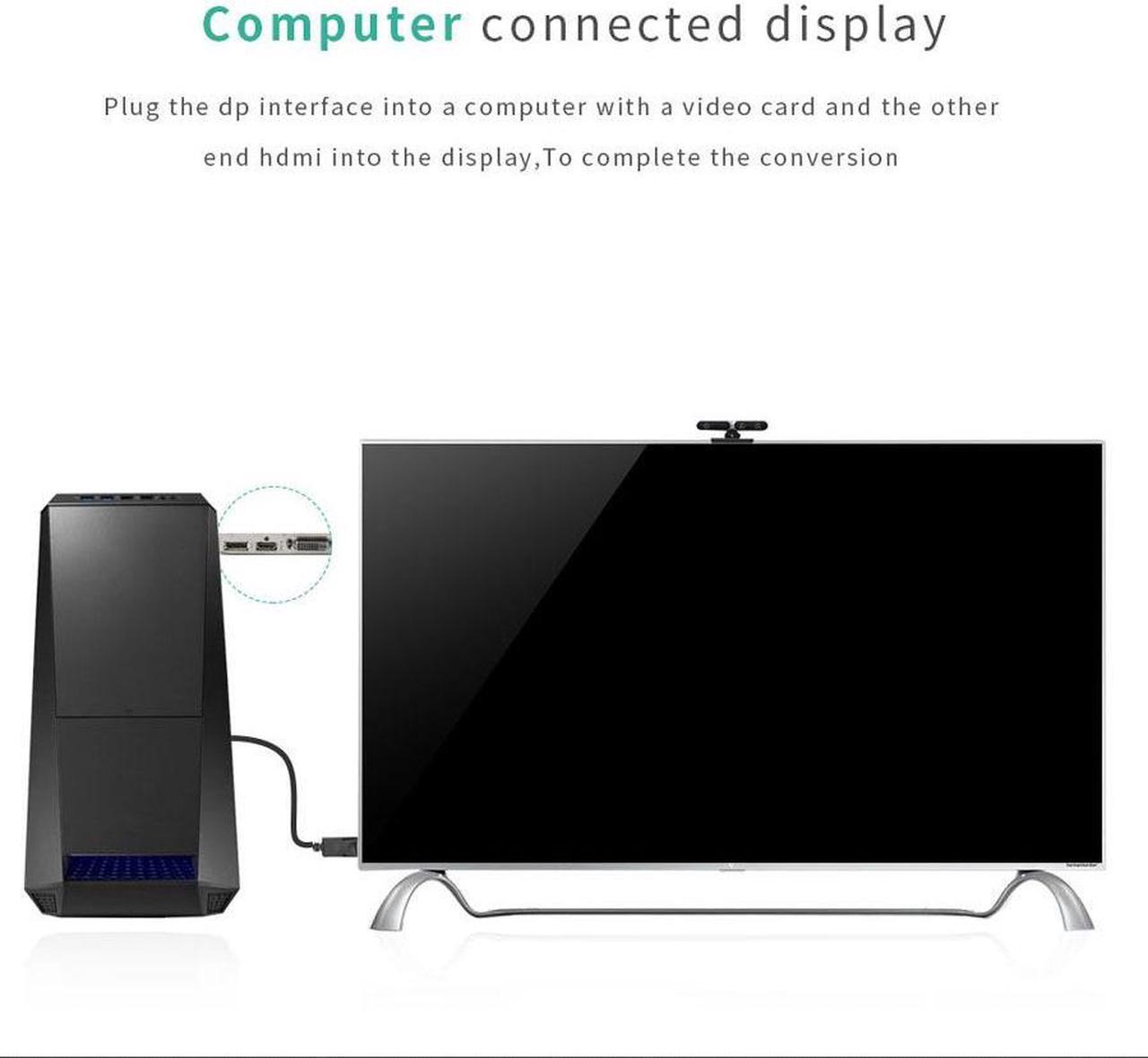 Alt view image 5 of 7 - DisplayPort to HDMI 4K, Hannord Gold-Plated DP Display Port to HDMI Adapter (Male to Female) Compatible for Computer Monitor, TV, Projector- 1 Pack