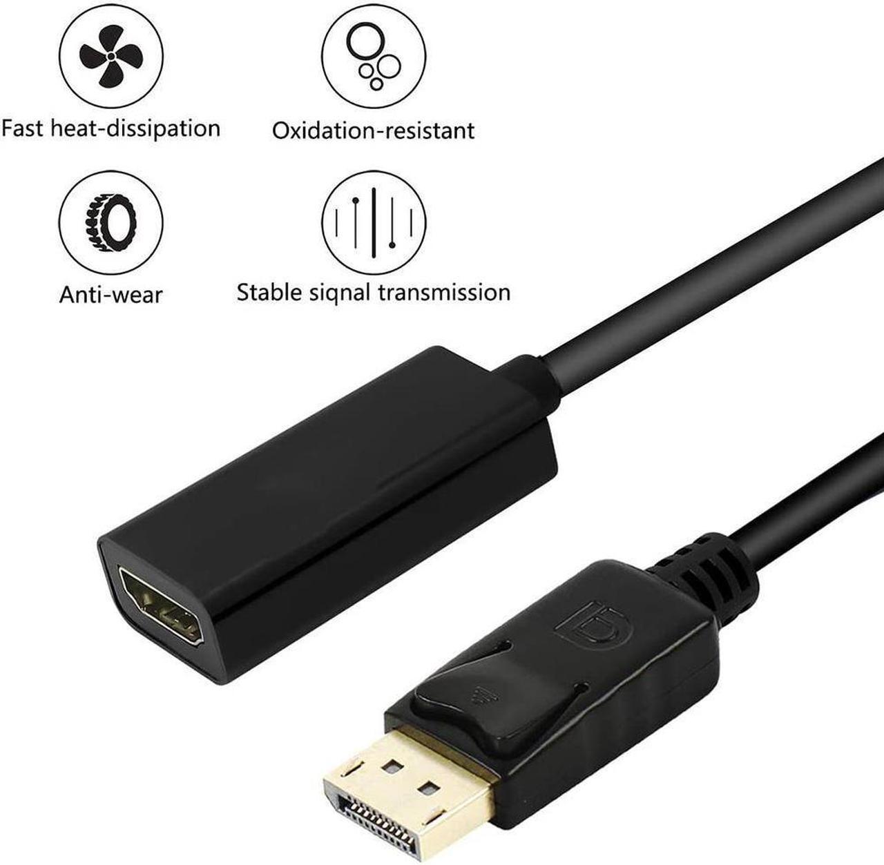 Alt view image 2 of 7 - DisplayPort to HDMI 4K, Hannord Gold-Plated DP Display Port to HDMI Adapter (Male to Female) Compatible for Computer Monitor, TV, Projector- 1 Pack