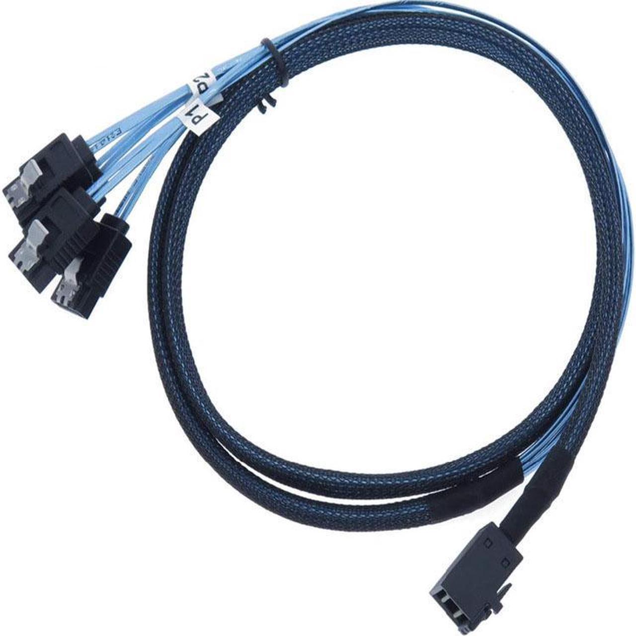 Alt view image 5 of 7 - Hannord Internal HD Mini SAS (SFF-8643 Host) - 4X SATA (Target) Cable, Mini SAS to SATA Cable, SFF-8643 to 4X SATA Cable, SFF-8643 for Controller, 4 Sata Connect to Hard Drive, 1.64ft