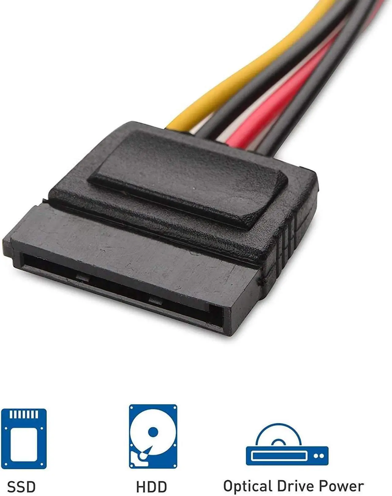 Alt view image 2 of 7 - Hannord SATA Male to 4pin Molex Female Power Adapter Cable Serial ATA Extension Cable for 3.5 inches HDD/SSD/SD ROM (20cm), 3 Packs
