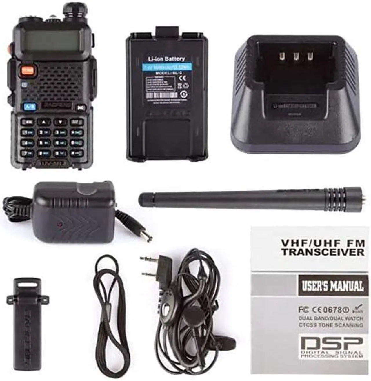 Alt view image 6 of 7 - Baofeng UV-5R Two Way Radio Dual Band 144-148/420-450Mhz Walkie Talkie 1800mAh Li-ion Battery (Black)