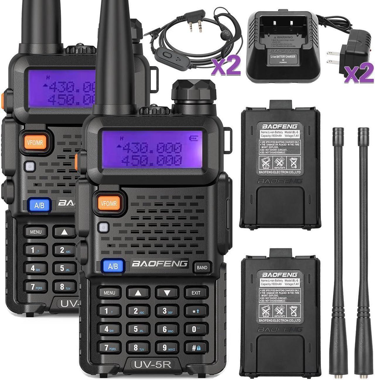 Main image of Baofeng UV-5R Ham Radio Long Range UV5R Dual Band Handheld Two Way Radio Walkie Talkies with 1800mAh Li-ion Battery and Earpiece for Hunting Survival Gear, 2 Pack