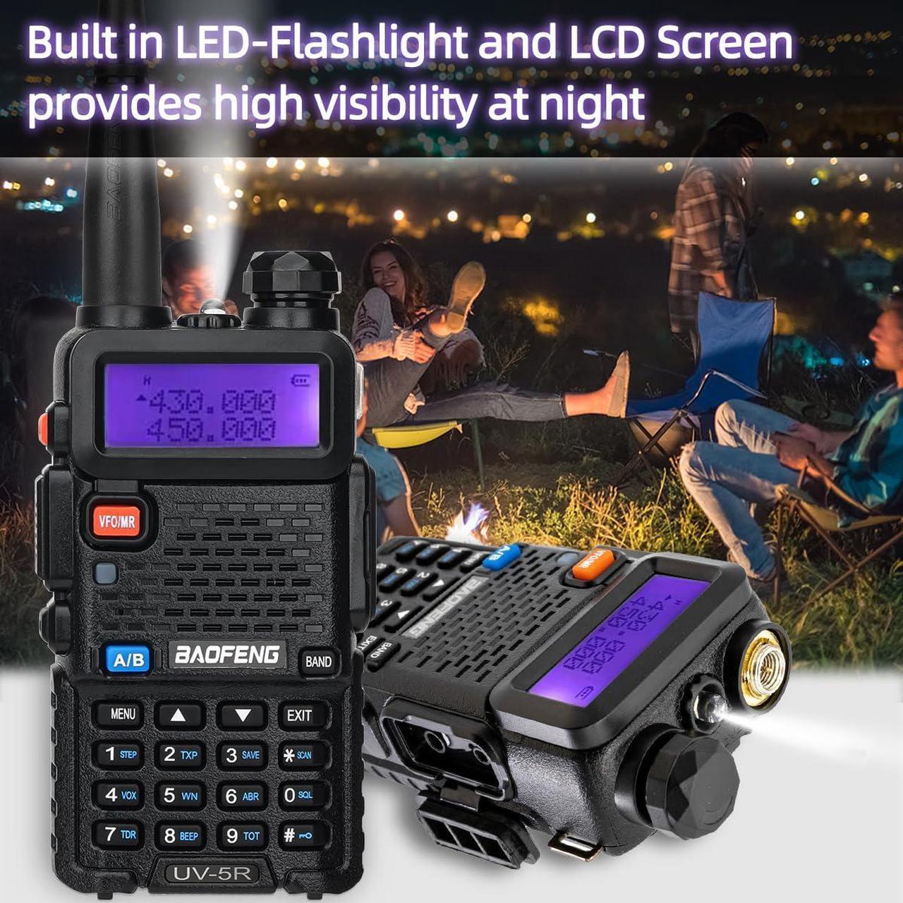 Alt view image 4 of 7 - Baofeng UV-5R Ham Radio Long Range UV5R Dual Band Handheld Two Way Radio Walkie Talkies with 1800mAh Li-ion Battery and Earpiece for Hunting Survival Gear, 2 Pack