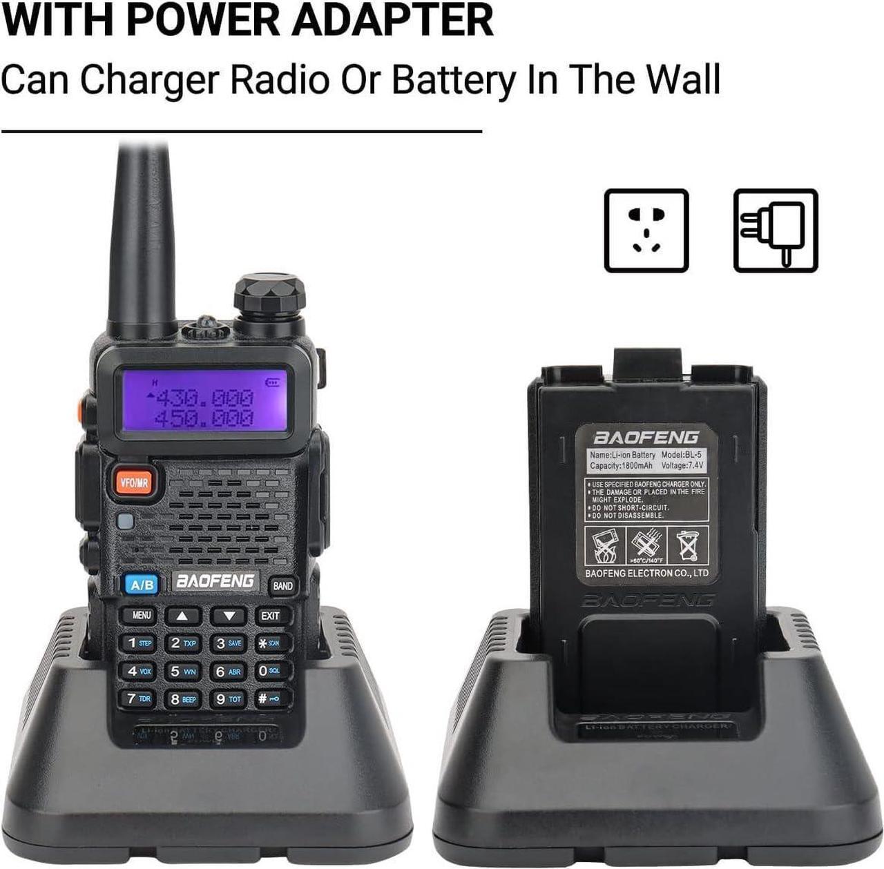 Alt view image 6 of 7 - Baofeng UV-5R Ham Radio Long Range UV5R Dual Band Handheld Two Way Radio Walkie Talkies with 1800mAh Li-ion Battery and Earpiece for Hunting Survival Gear, 2 Pack