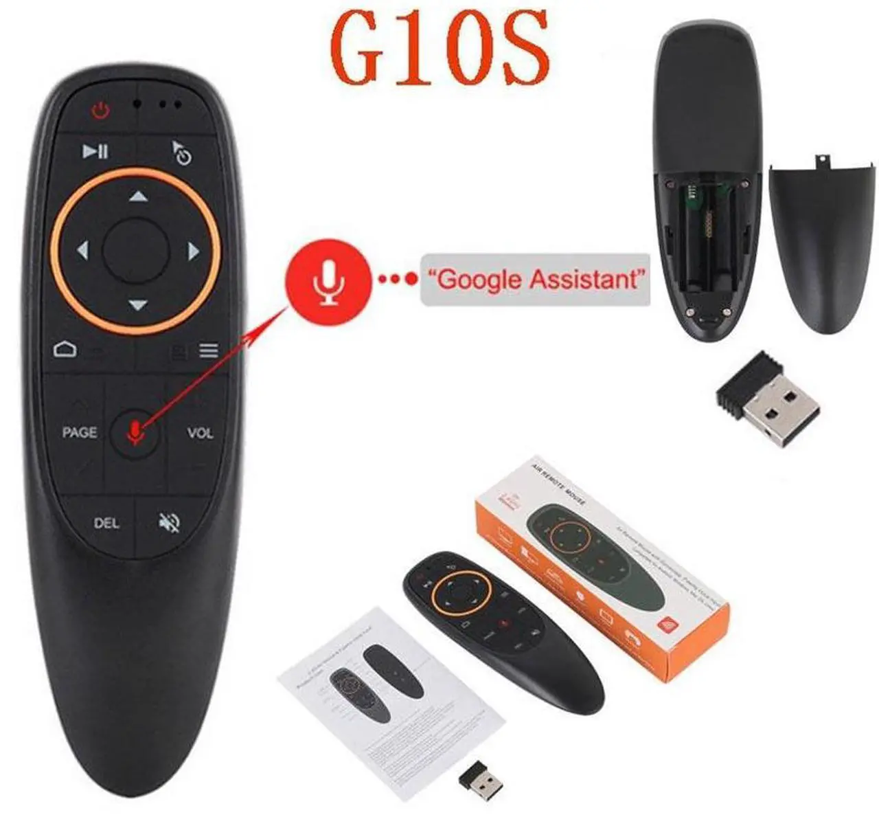 Alt view image 4 of 6 - Hannord G10S Air Mouse Remote Control, Voice Remote 2.4G RF Wireless Remote Control with 6-Axis Gyroscope IR Learning, USB Air Mouse Remote for PC Smart TV Android Box HTPC Laptop Projector