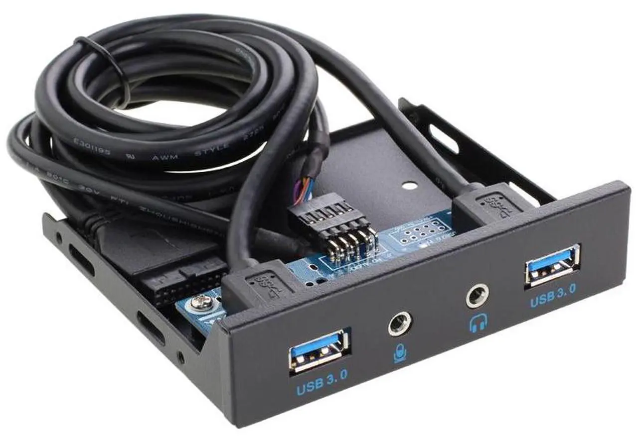 Alt view image 3 of 7 - Hannord Floppy Bay High Speed 5 Gbps 20Pin 2 Port USB 3.0 Hub HD Audio 3.5mm Earphone Jack Mic Interface PC Front Panel Adapter for Computer Case