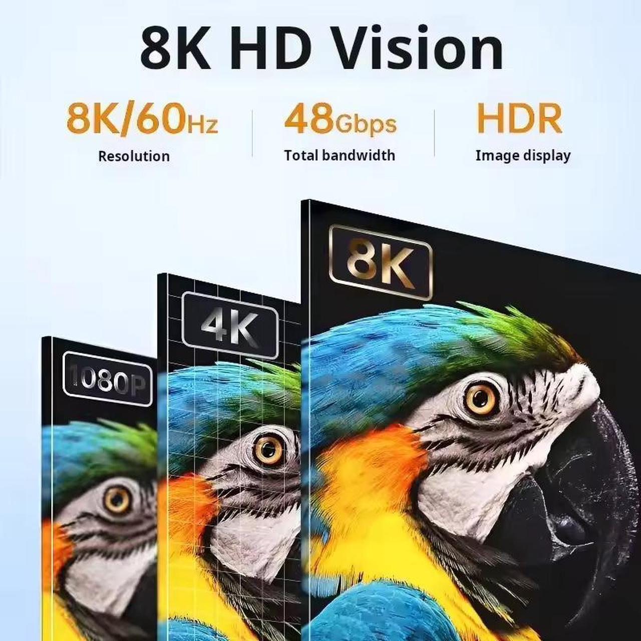 Alt view image 3 of 7 - Hannord USB C to DisplayPort 1.4 Cable (Support 8K@60Hz, 4K@144Hz, 2K@240Hz) Thunderbolt 3/4 Type C to DP Cord Compatible with MacBook, Mac mini, XPS, iPad, iPhone 15/16 10 ft.