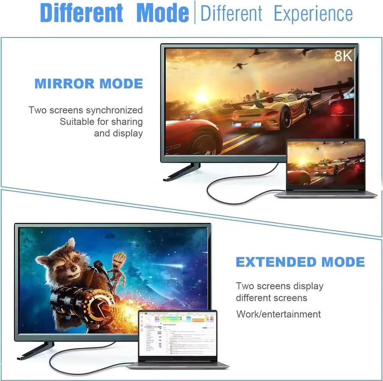 Alt view image 6 of 7 - Hannord USB C to DisplayPort 1.4 Cable (Support 8K@60Hz, 4K@144Hz, 2K@240Hz) Thunderbolt 3/4 Type C to DP Cord Compatible with MacBook, Mac mini, XPS, iPad, iPhone 15/16 10 ft.