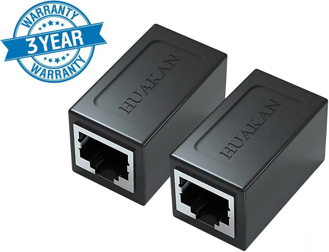Main image of RJ45 Coupler in Line Coupler Cat 8 Cat7 Cat6 Cat5e Ethernet Cable Extender Adapter Female to Female (Black) -2Pack