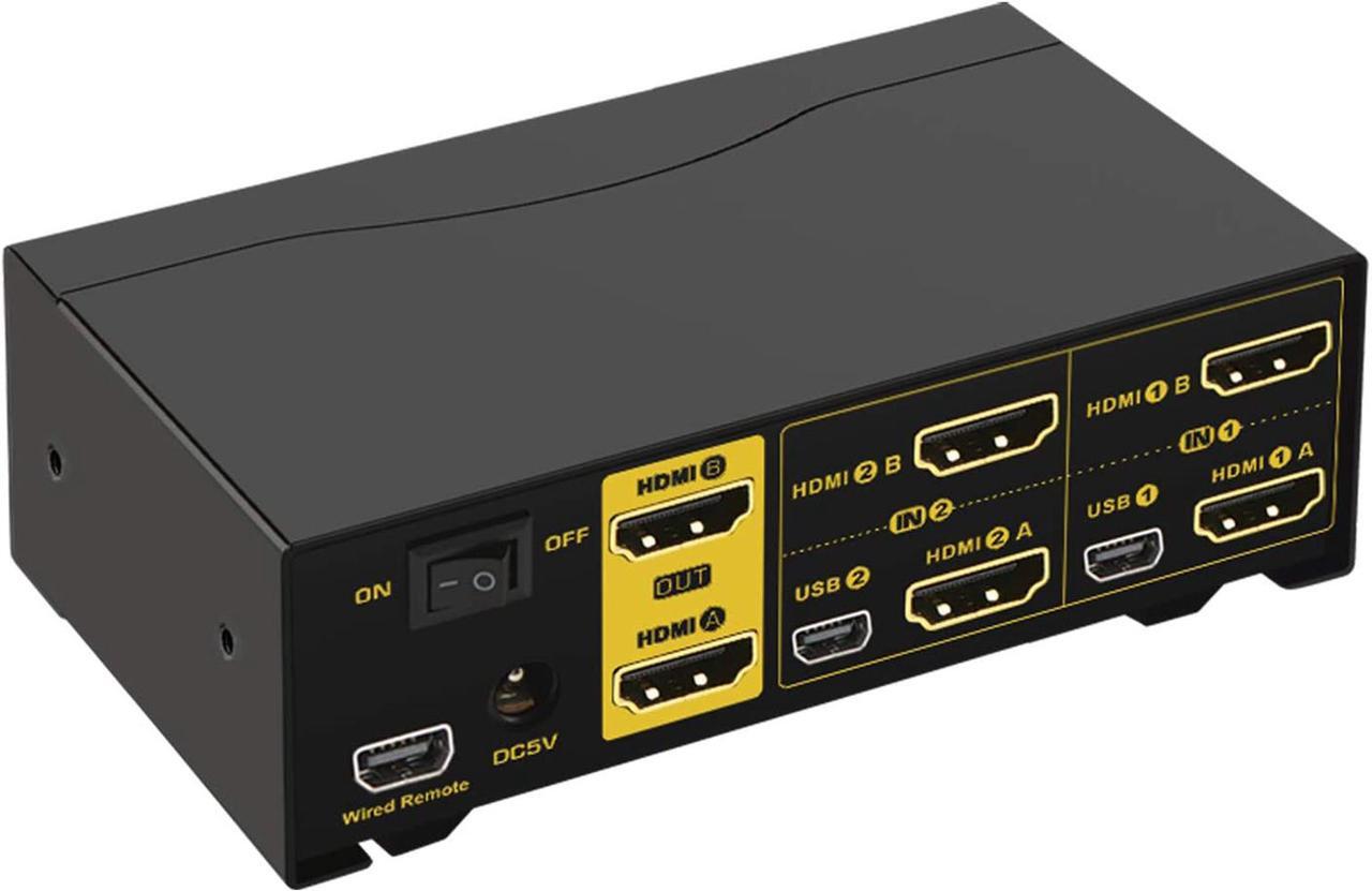Alt view image 2 of 7 - HDMI KVM Switch 2 Port Dual Monitor 4K 60Hz, 2x2 PC Monitor Keyboard Mouse Selector with Audio and 2 USB 2.0 HUB