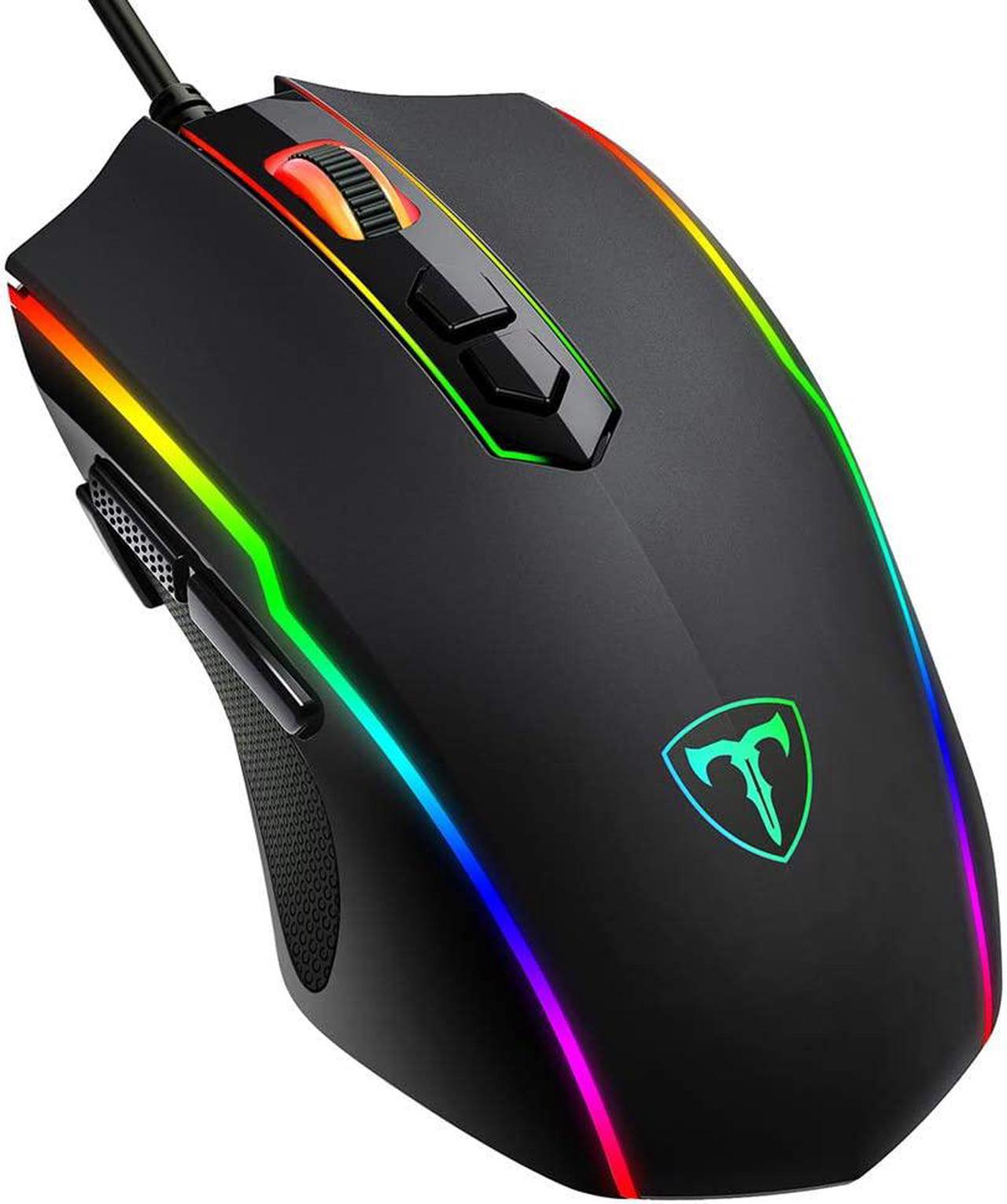 Gaming Mouse Wired, RGB Chroma Backlit Gaming Mouse, 8 Programmable Buttons, 7200 DPI Adjustable, Comfortable Grip Ergonomic Optical PC Computer Gaming Mice with Fire Button, Sega Genesis Acces